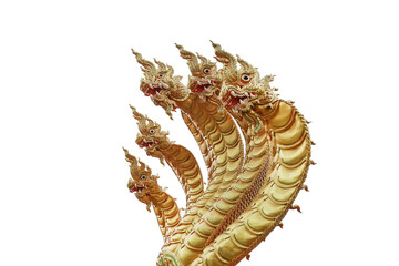 King of nagas five heads on  isolated on white background with clipping path include for design usage purpose. - obrazy, fototapety, plakaty