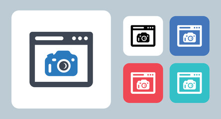 Photography Blog icon - vector illustration . Photography, blog, blogging, Social media, Videography, Browser, Media, Photograph, Photo, Camera, video, sign, symbol, flat, icons .