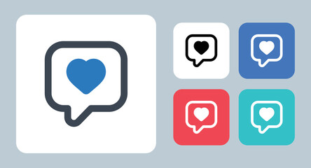 Favorite Comment icon - vector illustration . Love, favorite, comment, message, chat, Romantic, Heart, Chatting, Bubble, Feedback, sign, symbol, flat, icons .