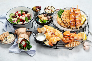 Traditional greek food mix.