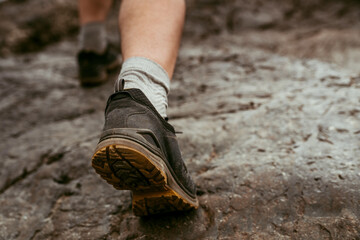 hiking boots in the mountains 