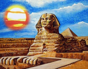  Painting Oil color   Ancient art painting  Ancient Egyptian , sphinx    