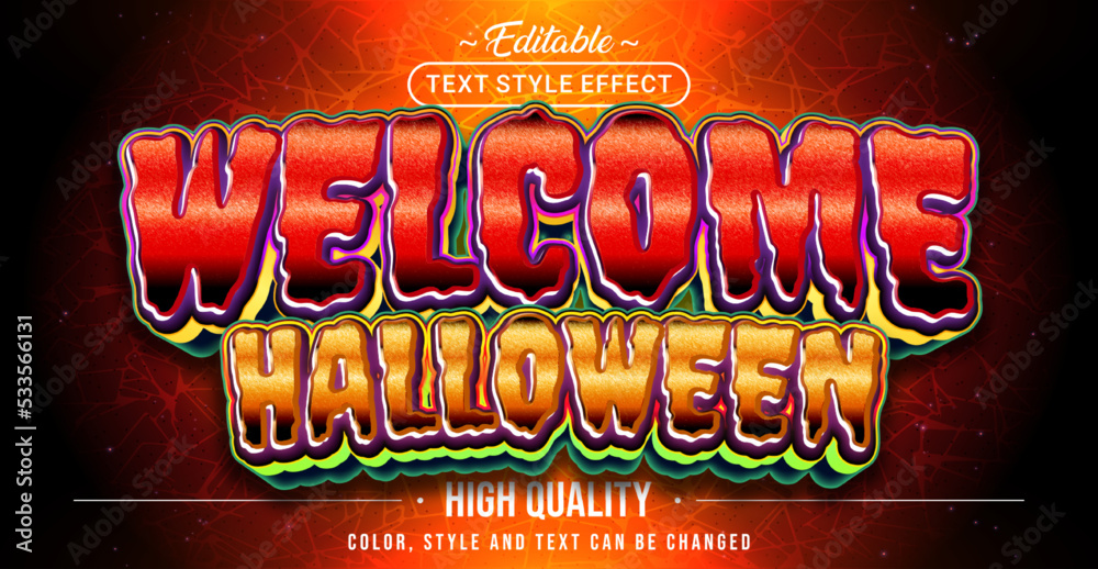 Aufkleber editable text style effect - welcome halloween text style theme.