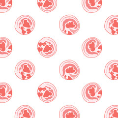 Hand drawn vector illustration of pork belly slices pattern. Raw sliced circle. - 533566370