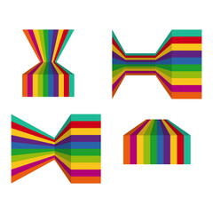 Set of colorful 3d striped line vector illustration 