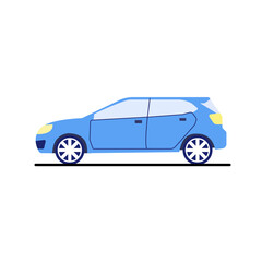 Blue side view automobile vehicle vector illustration