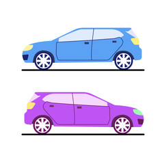 set of colorful automobile transport car  vector illustration