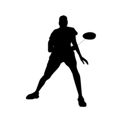 Silhouette man badminton player vector illustration 