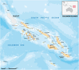 Vector map of the oceanic island state of the Solomon Islands © lesniewski