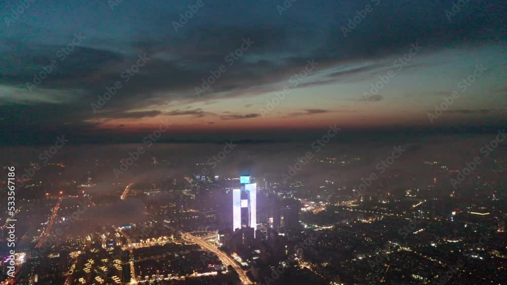 Wall mural city at night