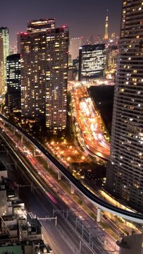 世界貿易センタービルからの東京のタイムラプス夜景_01_縦長ビデオ