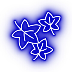 Obraz premium Neon dark blue falling leaves icon, glowing blue falling leaves with transparent background