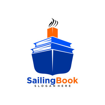 Modern Ship Book Logo Design. Creative logo with ship and book concept