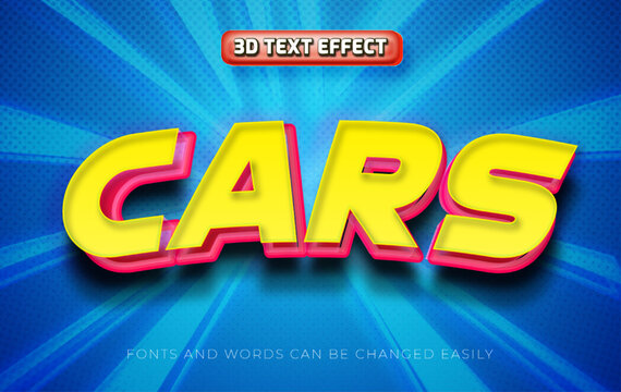 Cars 3d editable text effect style