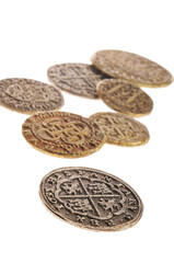 ancient medieval coins isolated