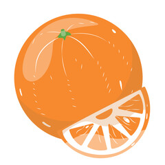 Fresh orange fruit. Orange slice, vector illustration. Vector illustration for design and print.	
