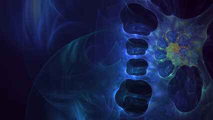 3D rendering abstract multicolor fractal light background