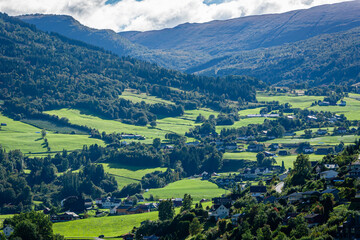 Fototapeta na wymiar Blick auf Vik in Norwegen, Europa.