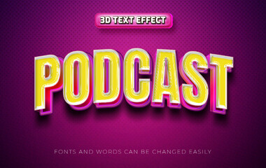Obraz premium Podcast 3d editable text effect style