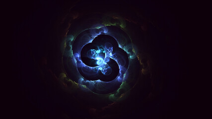 3D rendering abstract multicolor fractal light background