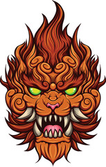Vector illustration of komainu japanese lion