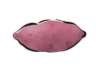 サツマイモ　和風　手描き　筆タッチ　イラスト