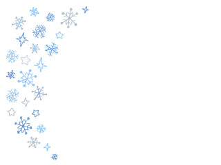 Snowflake line decoration Gold and blue Christmas simple hand drawn illustration / 雪の結晶のライン装飾 ゴールドとブルー クリスマス シンプルな手描きイラスト