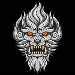 Vector illustration of komainu japanese lion