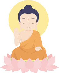 Buddha sit cross-legged on the lotus flower