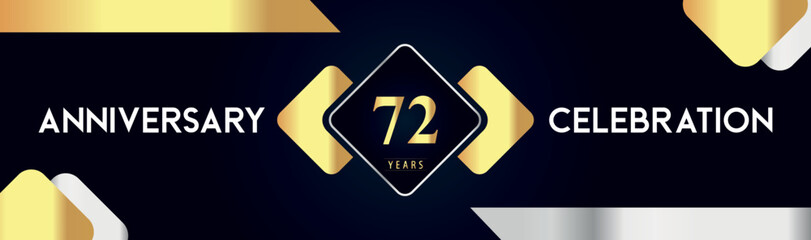 72 years anniversary celebration background. Premium design for poster, banner, booklet, marriage, weddings, birthday party, celebration event, graduation, jubilee, ceremony, holiday.