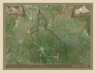 Nana-Grebizi, Central African Republic. High-res satellite. Labelled points of cities