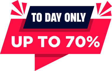 Vector Illustration Today Only Sign. Up To 50 Off Origami Speech Bubble. Sale Label Design.