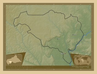 Ombella-M'Poko, Central African Republic. Physical. Labelled points of cities