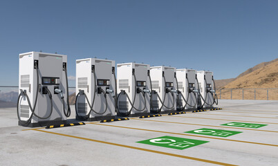 Fototapeta Fast charging station for electric cars obraz