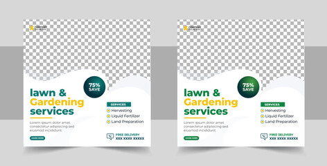 Agro farm services social media post or web banner template design, agriculture farming services or Lawn Mower Garden Service Social Media post