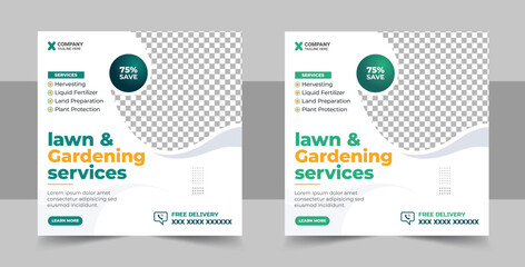 Agro farm services social media post or web banner template design, Agro farm social media post banner or organic farm service