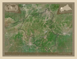 Ouham-Pende, Central African Republic. High-res satellite. Labelled points of cities