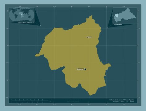 Ouham-Pende, Central African Republic. Solid. Labelled points of cities
