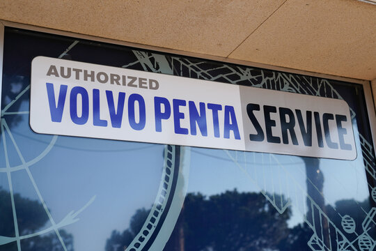 Volvo penta service authorized marine ship shop Dealership sign text store car motor boat brand logo