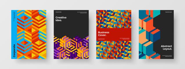 Amazing cover vector design illustration collection. Bright geometric hexagons annual report layout set.