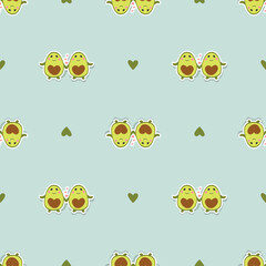 Avocados in love seamless pattern