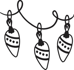 Hand Drawn Christmas decoration light bulbs illustration