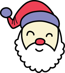 Hand Drawn Santa Claus face is happy illustration