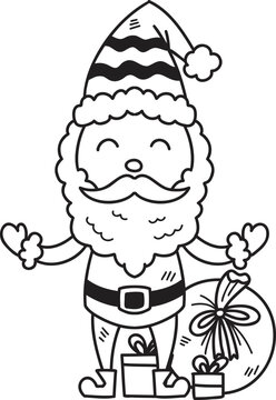 Hand Drawn santa claus with gift bags illustration