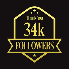 Thank you 34K followers, 34000 followers celebration, Vector Illustration