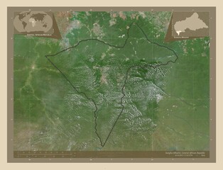 Sangha-Mbaere, Central African Republic. High-res satellite. Labelled points of cities