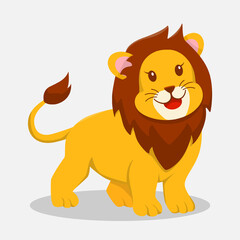 Cute Lion Character Design Illustration