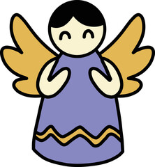 Hand Drawn Christmas angel doll illustration