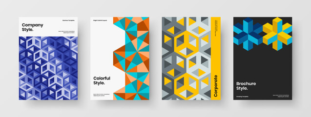 Fototapeta na wymiar Amazing magazine cover vector design illustration bundle. Simple geometric shapes flyer concept composition.