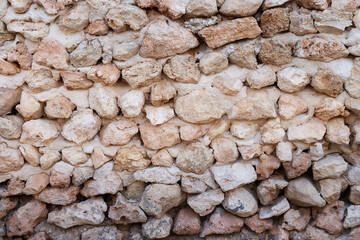 stone background, vintage. Wall of an old house made of stones and bricks
